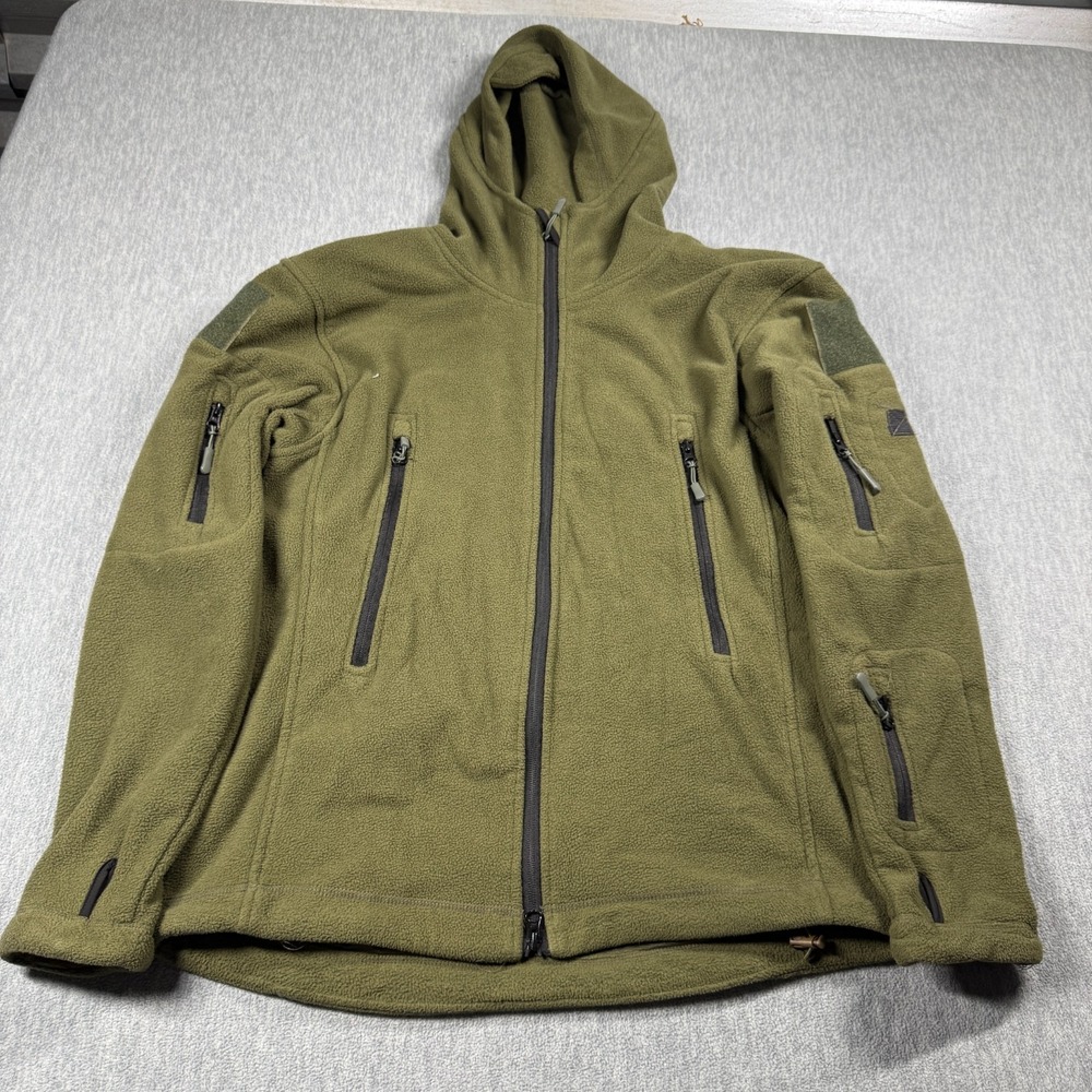 Tactical Combat Fleece Field Jacket Mens M Green Multi Pocket Hooded Military Co